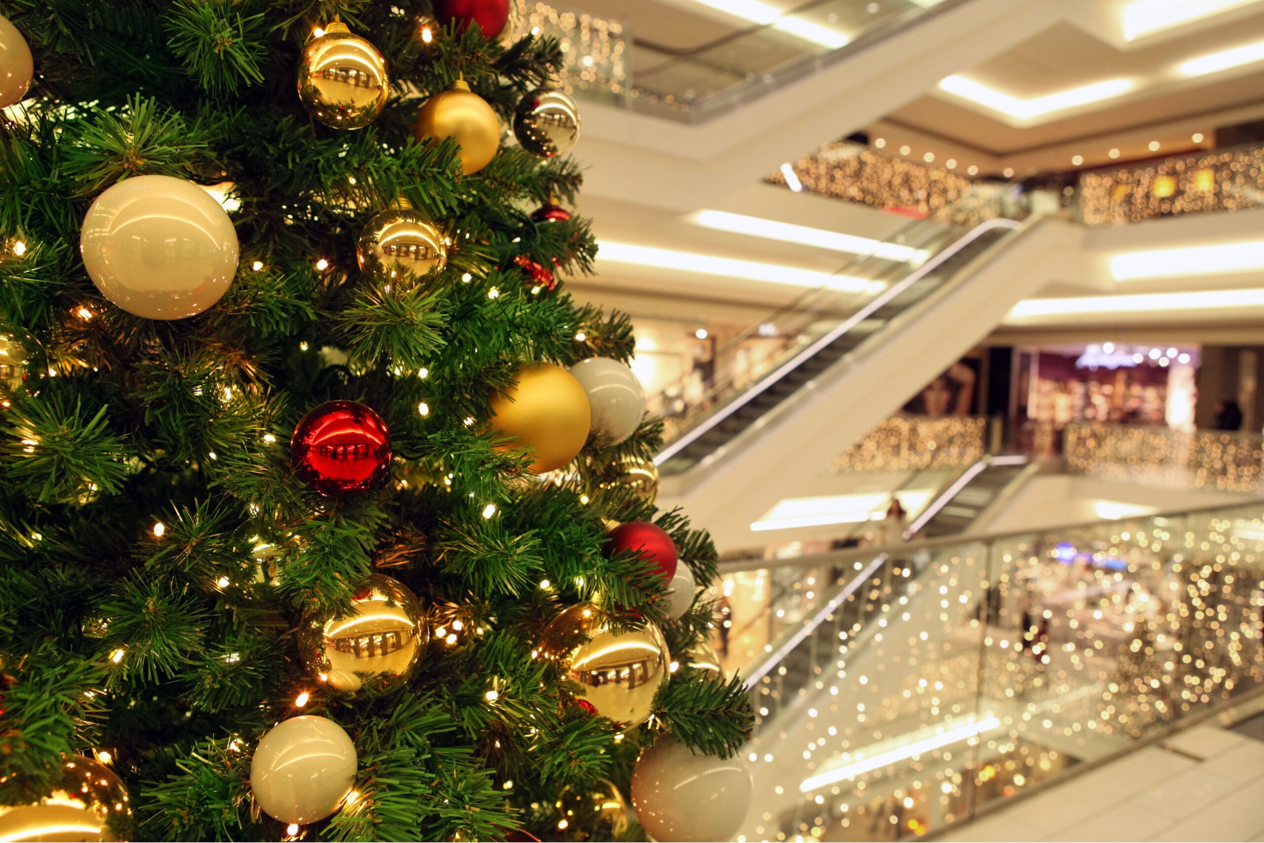 Dubai Christmas events at shopping mall with decorated tree festive lights and holiday celebrations for community visitors
