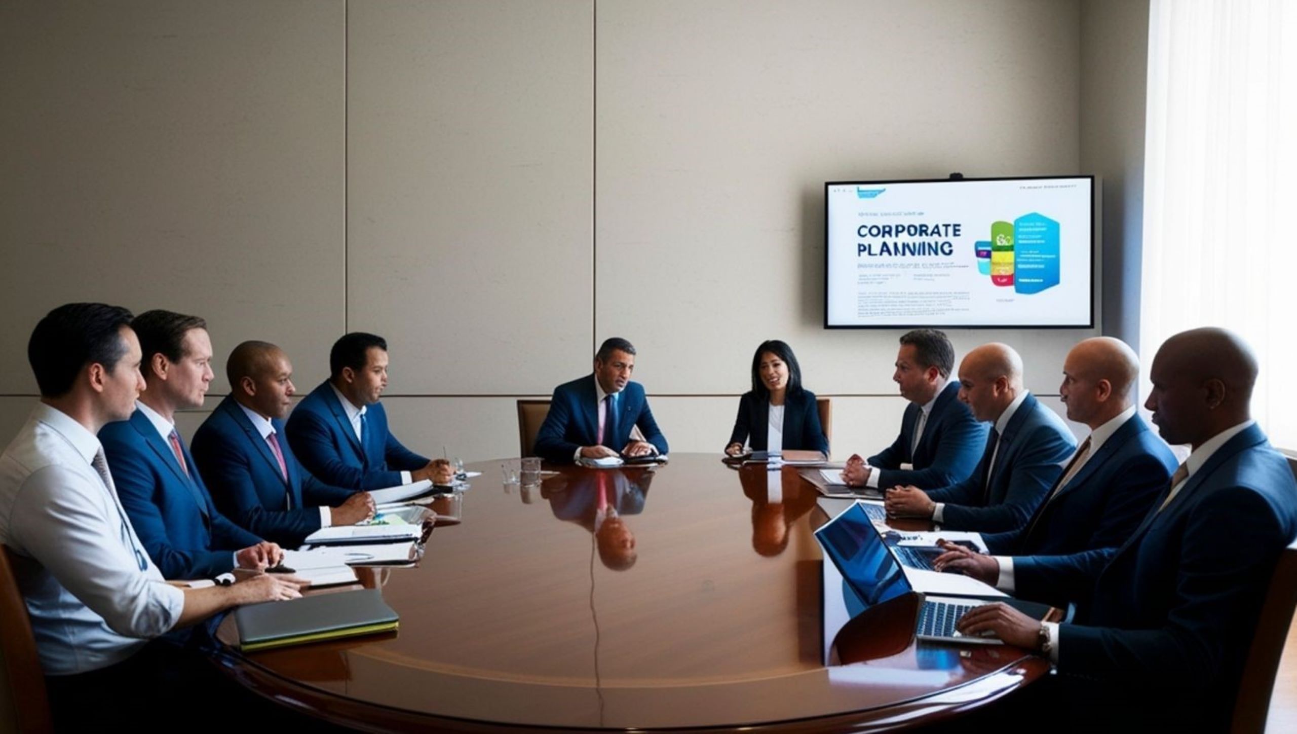 Dubai businessmen discussing investment opportunities and business trends in modern DIFC office with iconic skyline view, representing 2026 economic growth and strategic planning